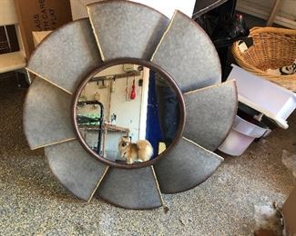 Large rustic windmill mirror