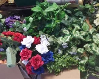 Silk flowers and greenery