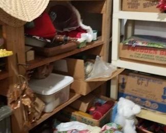 This is a part of a room full of Christmas and other holidays decor