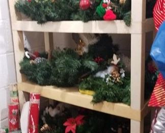 Shelves of Wreathes and more Christmas decor