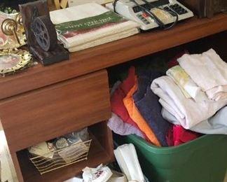 Small desk, linens, gloves, shoes, calculators, bathroom decor, and so much more!