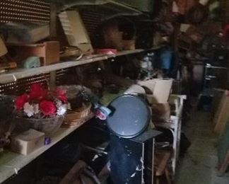 Shelves and shelves of all kinds of treasures in outbuilding 1.