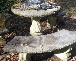 Concrete table and curves bench seats