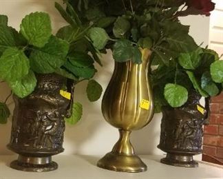 Brass decor, floral arrangements
