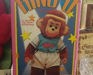 Vintage Ring-O Skating Monkey Doll (new in box)