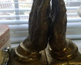Heavy brass praying hands bookends