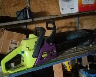 small chain saw, lots of tools, machinist equipment, tool chest, antique wire cutters, and so much more!