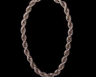 43: Mexico Sterling Heavy Rope Chain Necklace TS-19, 136g