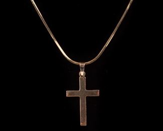 95: 14k Gold Cross Necklace, Signed