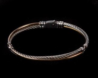 99: David Yurman Two-Tone Crossover Bracelet, Sterling & 18k 