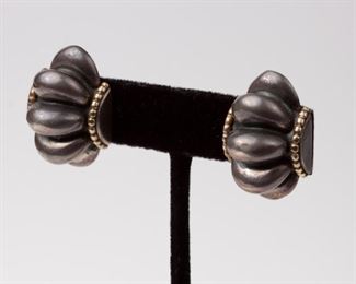 100: Lagos Caviar Sterling & 18k Scalloped Earrings