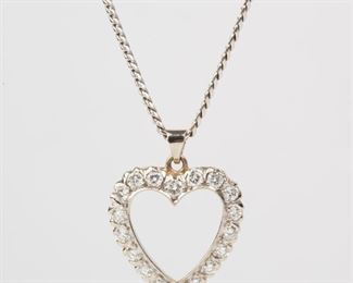 101: 14K Diamond Heart Necklace 1.0ctw, Signed