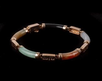121: Jadeite Jade Multicolor 14k Link Bracelet
