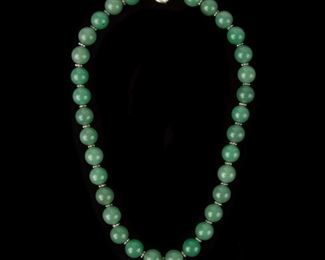 126: Aventurine Quartz Bead Necklace, 18" long