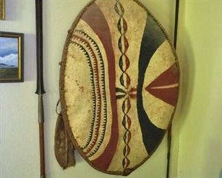 African tribal shield and spears