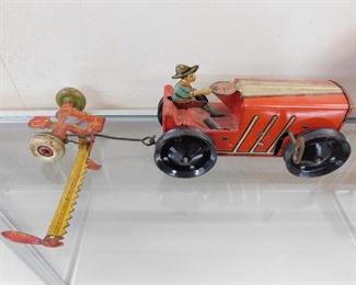 Wind-up Tin Litho Marx Tractor with Sickle Mower