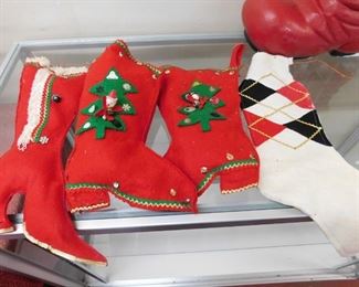 Several Vintage Christmas Stockings