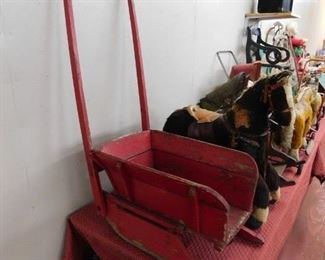 Primitive Wooden Push Sled