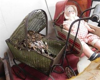 Antique Wicker Doll Carriage
