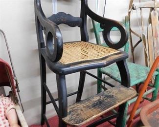 Antique Wicker Bottom High Chair