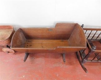 Primitive Antique Dovetailed Walnut Cradle