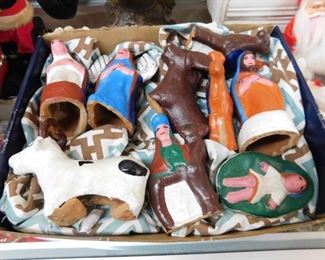 Vintage Pottery Nativity Scene