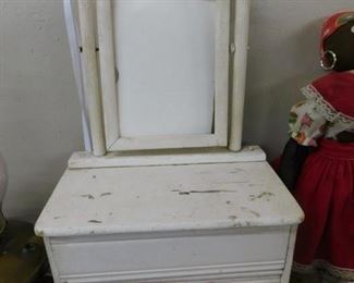 Primitive Wooden Doll/Childs Dresser 