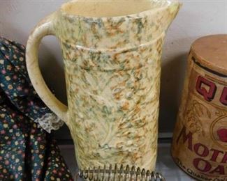 Spongeware Pottery Pitcher
