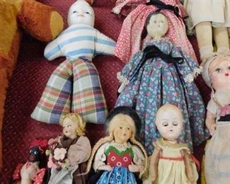 Assorted Old Dolls("Rattle", Straw Filled and more)