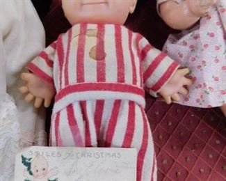 Old Kewpie Doll with Christmas Tag