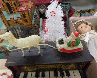 Old Celluloid Santa and Sleigh