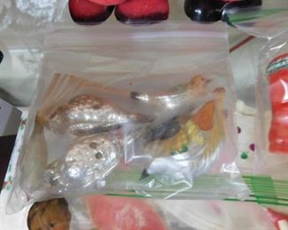 Five Vintage Bird Ornaments