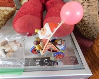 Wind-up Celluloid and Tin Santa on Tricycle