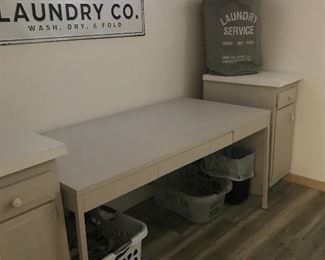 Desk and two cabinets for storage