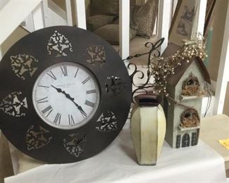 Clocks and birdhouses