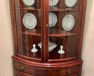 Gorgeous, small, corner china cabinet - perfectly refinished!