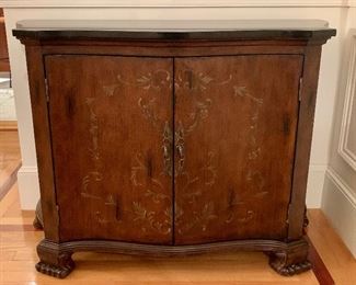 Foyer Cabinet with rich black granite top and painted accents