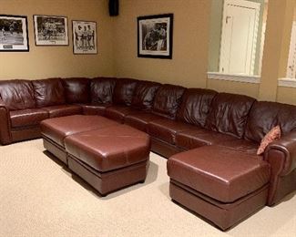 Absolutely great Classic Chestnut Leather Sectional!