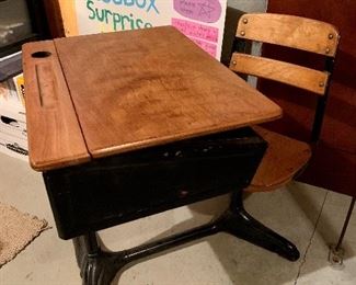 Restored antique school desk