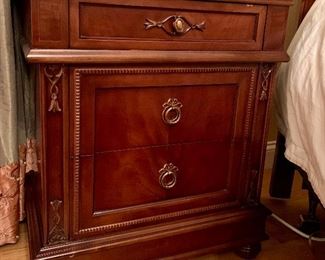 Pair Nightstands with marble top and decorative accents