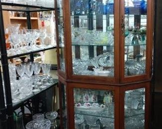 Curio 30% off, 30-50% off contents Glassware on shelving 50-75% off