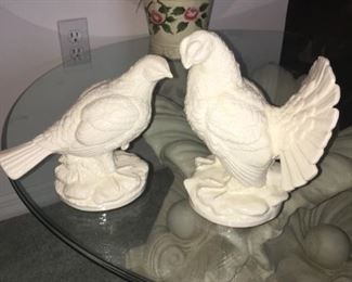 white doves, ceramic figurines