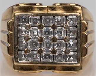 Lot 390 - Jewelry 18kt Yellow Gold Large Men's Cocktail Ring