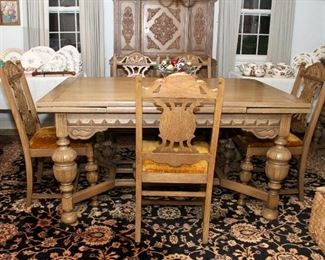                               Oak English Tudor dining set