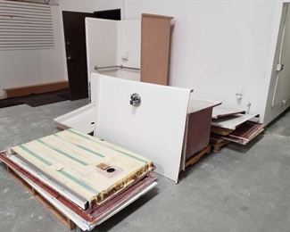 502: Fiberglass Showers, Appears to be 3 Complete Showers
The 1 piece shower measures approximately 57" x 37" x 61.75"