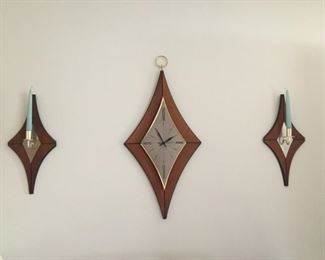 Vintage Clock and Wall Sconces.
