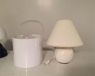 Lamp and ice bucket.