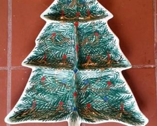 Hand-painted Italian Christmas tree dish