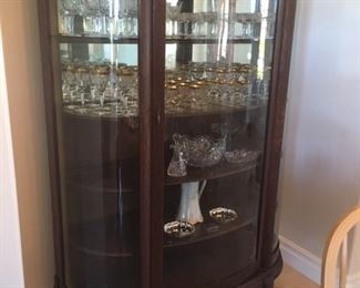 Antique Oak Bowfront China Cabinet