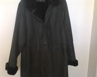 Hooded Faux fur & Suede Coat